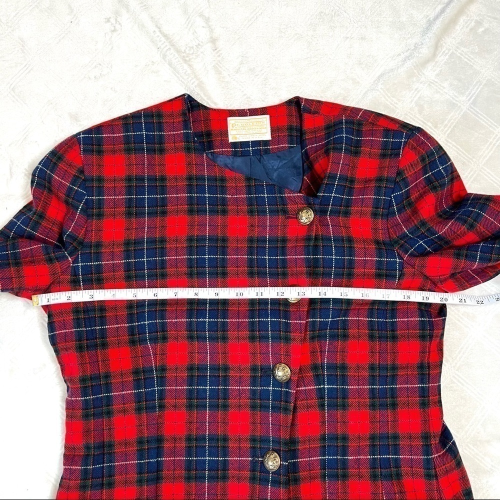 Vintage 80’s Pendleton Wool Plaid Suit Coat Tartan Hunting Blazer Jacket Size 8 - Picture 12 of 14